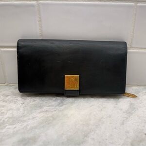 YVES SAINT LAURENT Vintage Black Leather Long Bifold Wallet/Clutch